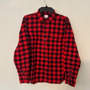 Women’s Perfect Fit Large red and black gingham shirt.